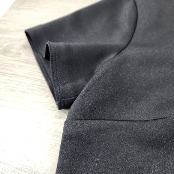 Ann Taylor Black Quilted Skirt Short Sleeve Shift Mini Dress Women's Size M - Picture 9 of 14